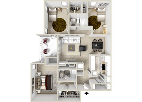 Floor plan for 3 beds, 2 baths, 1475 sqft